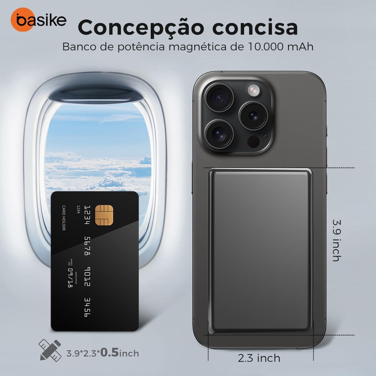 Carregador Portátil por Indução Power Bank 10.000mAh Basike Ba POW115 - 20W, Magsafe
