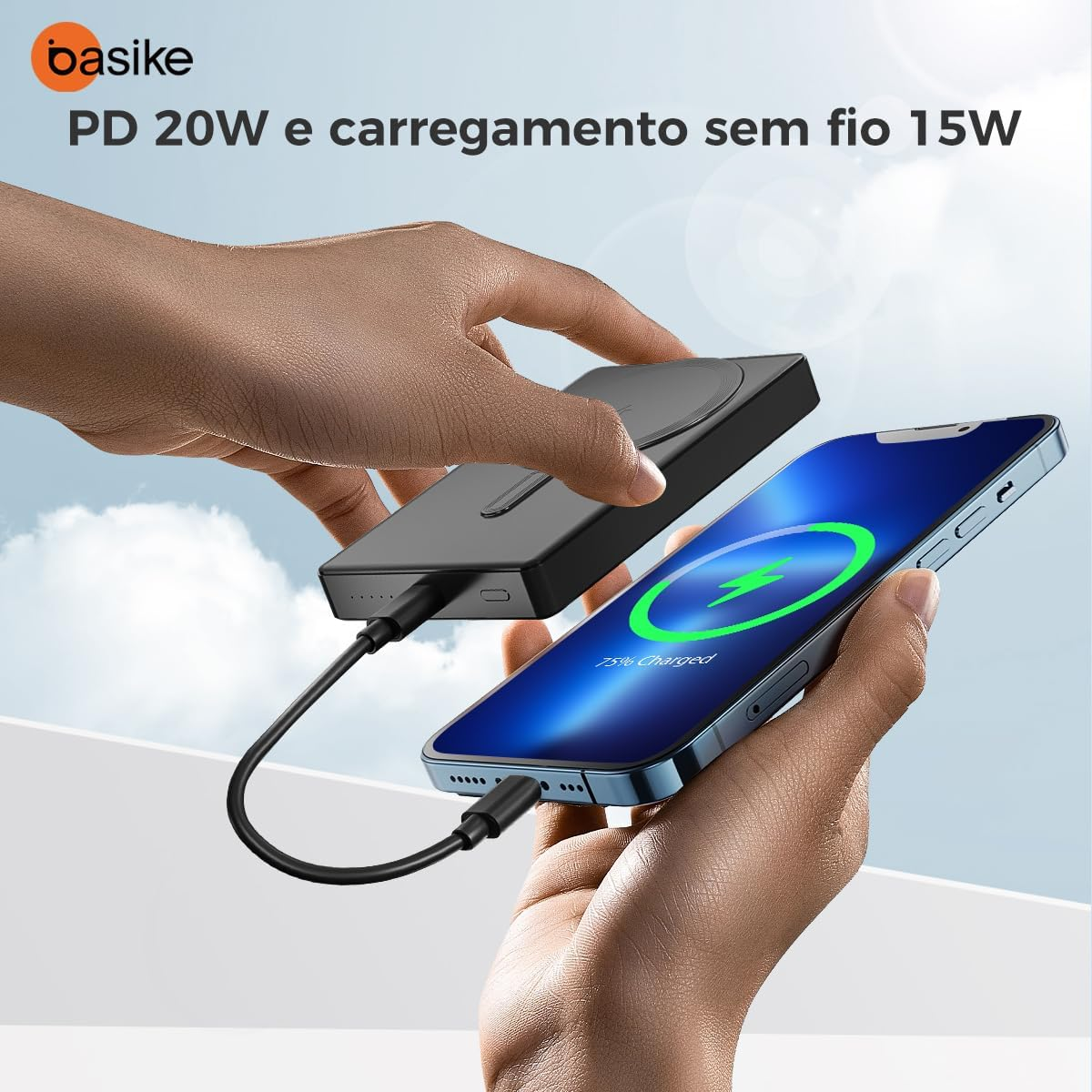 Carregador Portátil por Indução Power Bank 10.000mAh Basike Ba POW115 - 20W, Magsafe