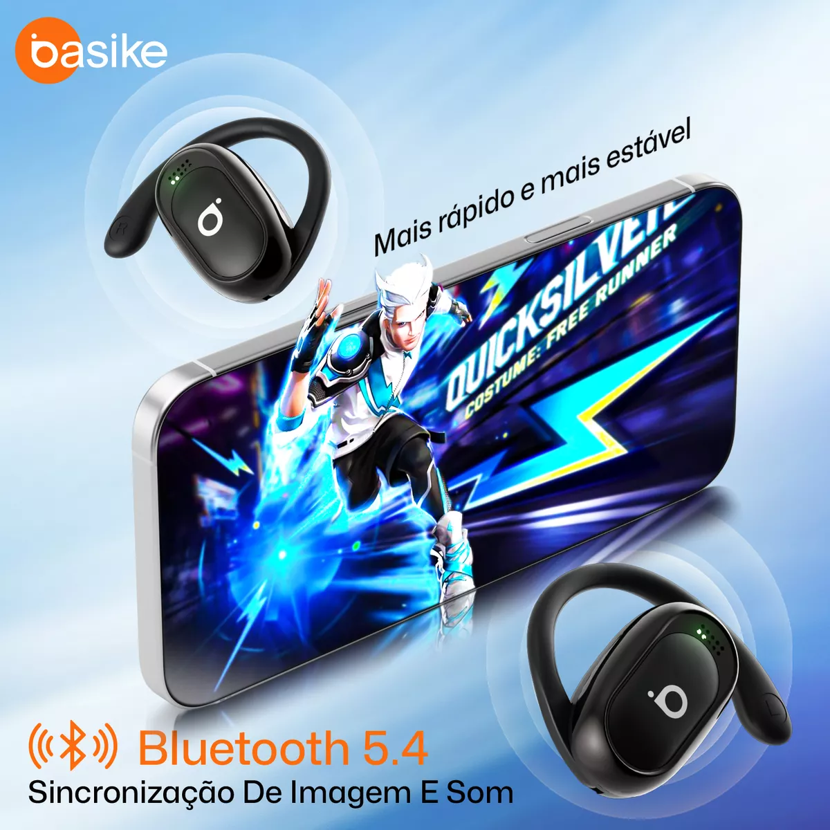 Fone de Ouvido Esportivo Open-Ear com Gancho Ba FON 153 - Bluetooth 5.4, Hi-Fi