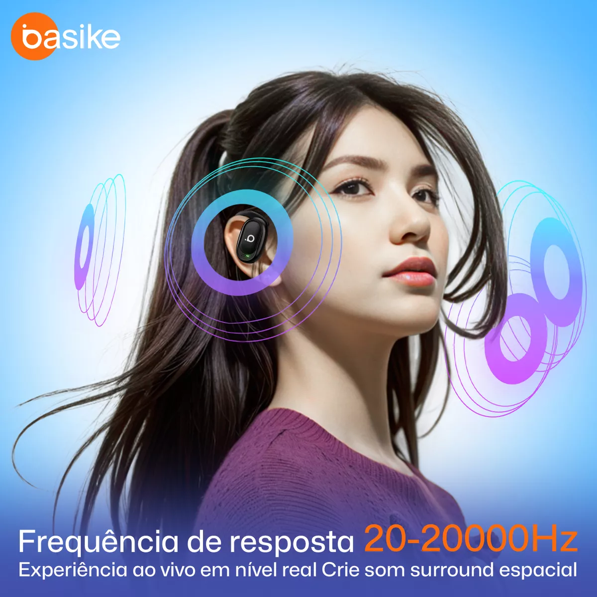 Fone de Ouvido Esportivo Open-Ear com Gancho Ba FON 153 - Bluetooth 5.4, Hi-Fi