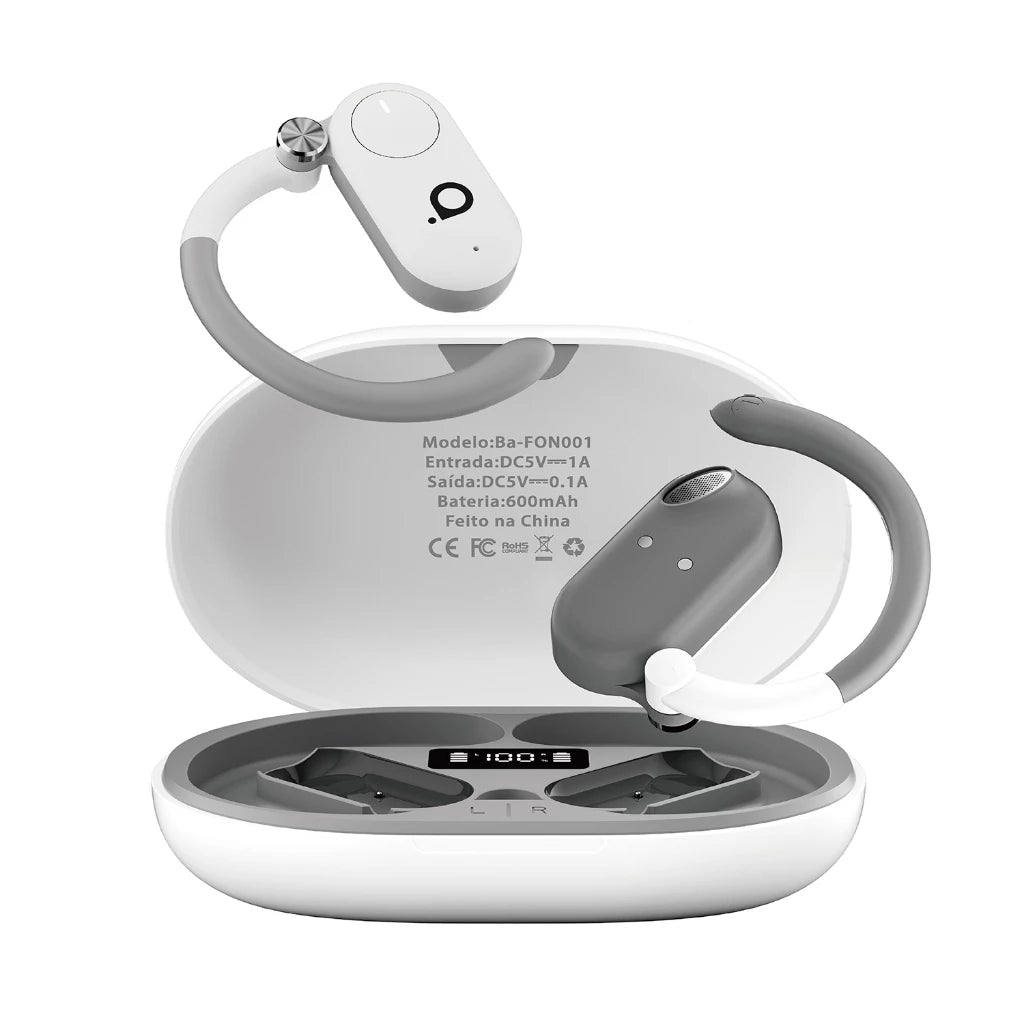 Fone de Ouvido Esportivo Open-Ear com Gancho Ba FON 001 - Bluetooth 5.4, Hi-Fi, IPX5