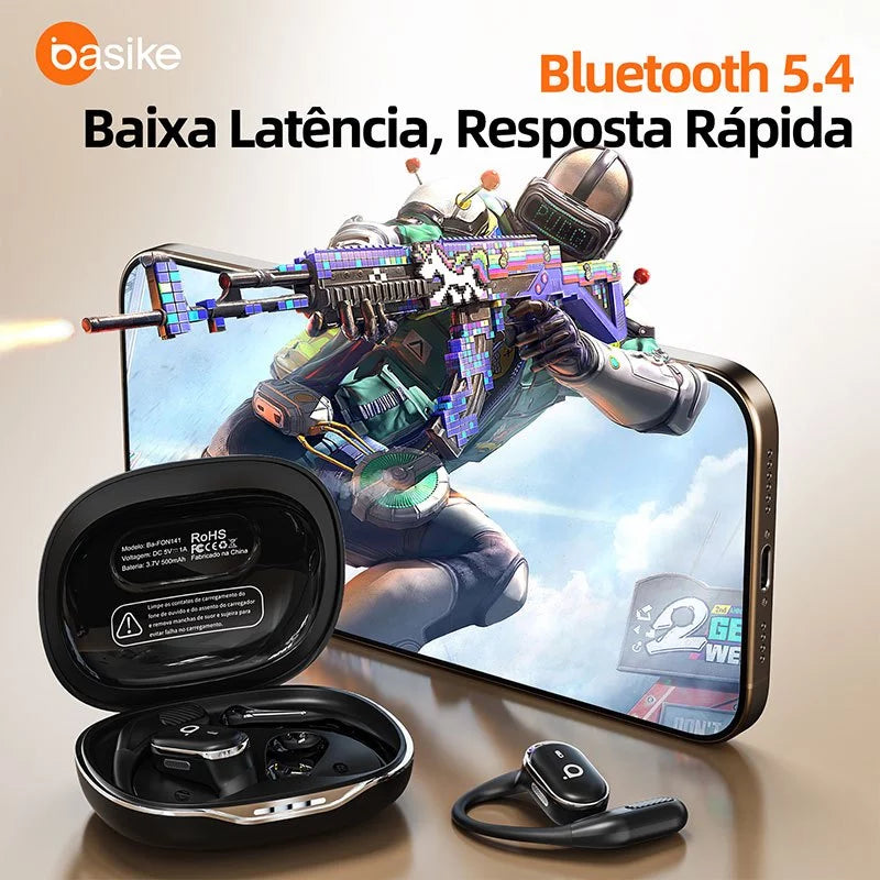 Fone de Ouvido Esportivo Open-Ear com Gancho Ba FON 141 - Bluetooth 5.4, Hi-Fi, IPX5