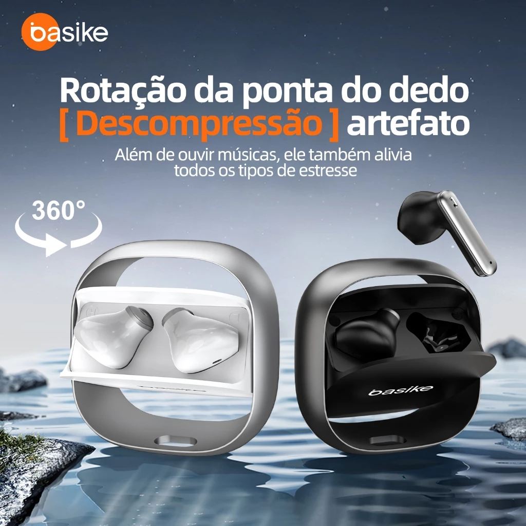 Fone de Ouvido Auricular Ba FON 165 - Bluetooth 5.4, Flip Case