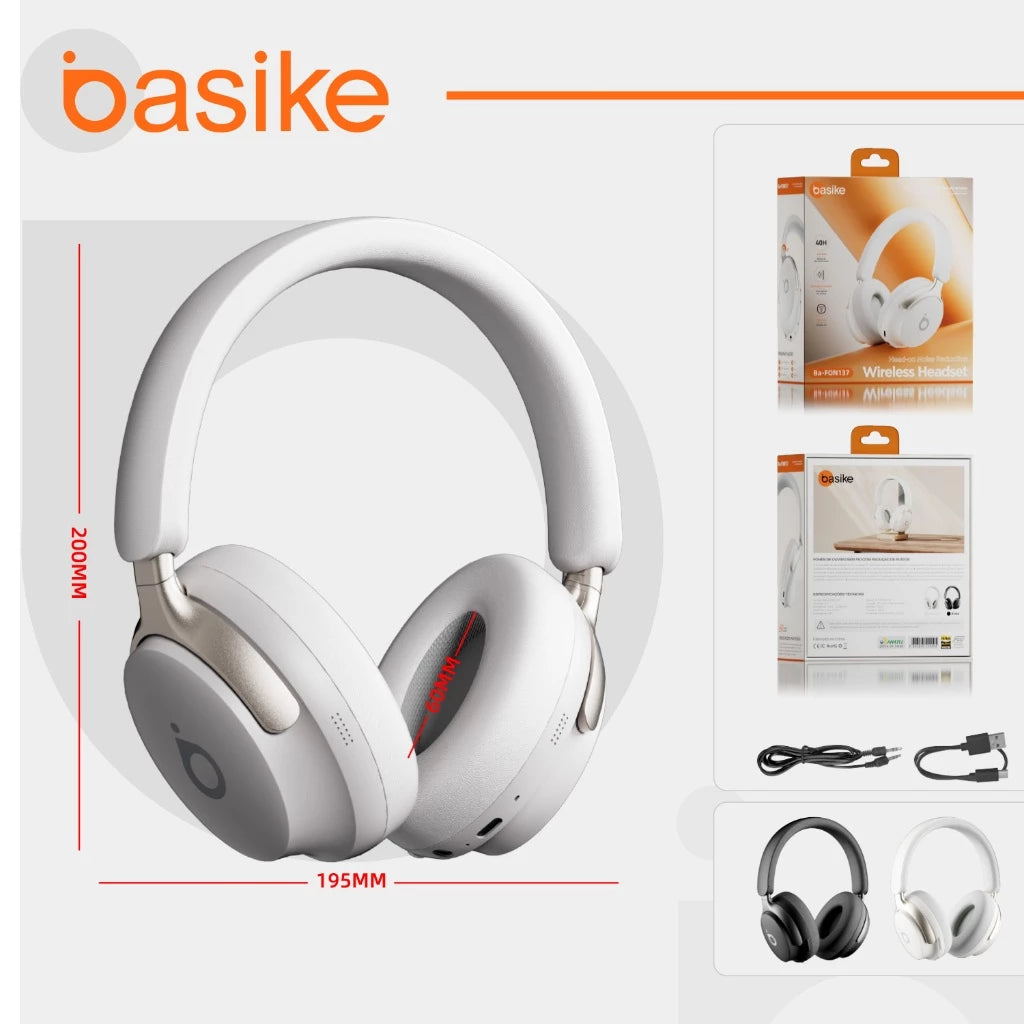 Fone de Ouvido Headphone Ba FON 137 - Bluetooth 5.4, Hi-Fi, Redução de Ruído