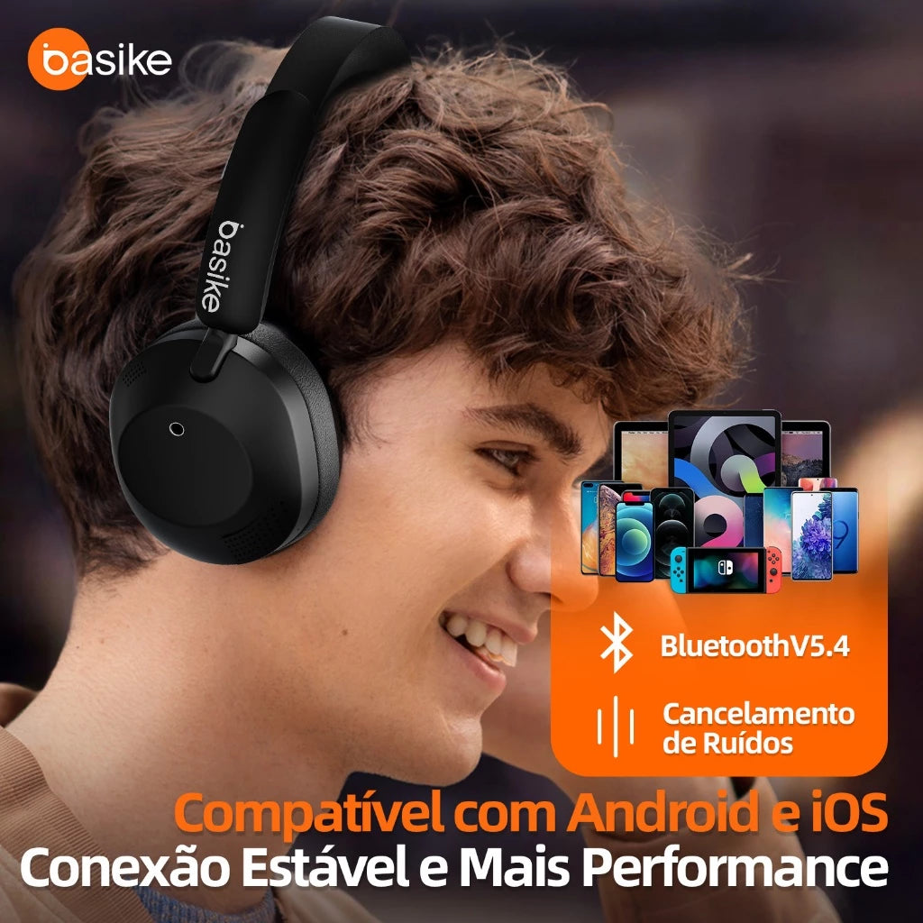 Fone de Ouvido Headphone Ba FON 195 - Bluetooth 5.4, Hi-Fi, Redução de Ruído