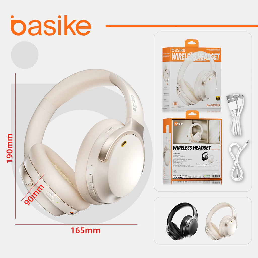Fone de Ouvido Headphone Ba FON 194 - Bluetooth 5.4, Hi-Fi, Redução de Ruído