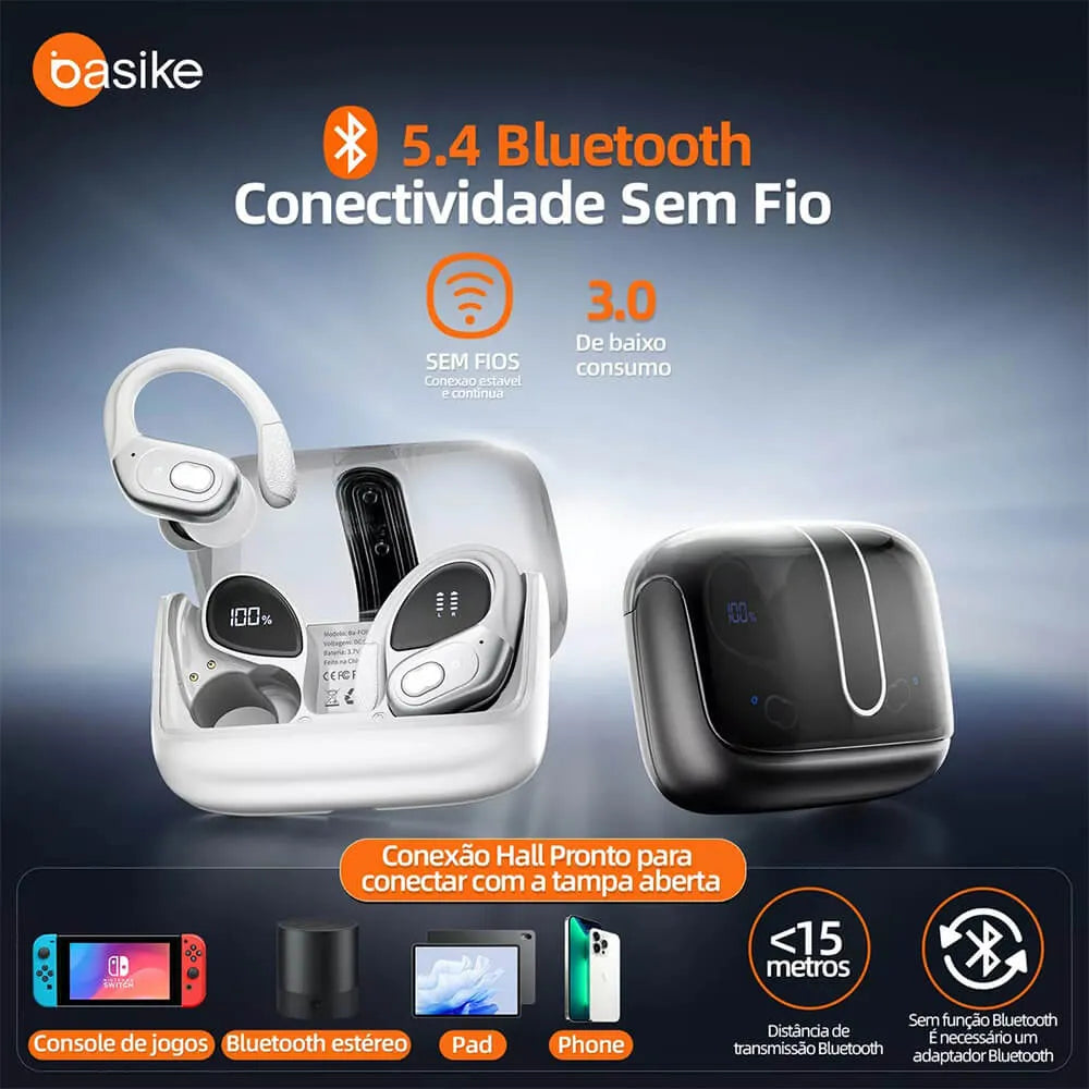 Fone de Ouvido Esportivo Intra-Auricular Ba FON 142 - Bluetooth 5.4, Hi-Fi, IPX5