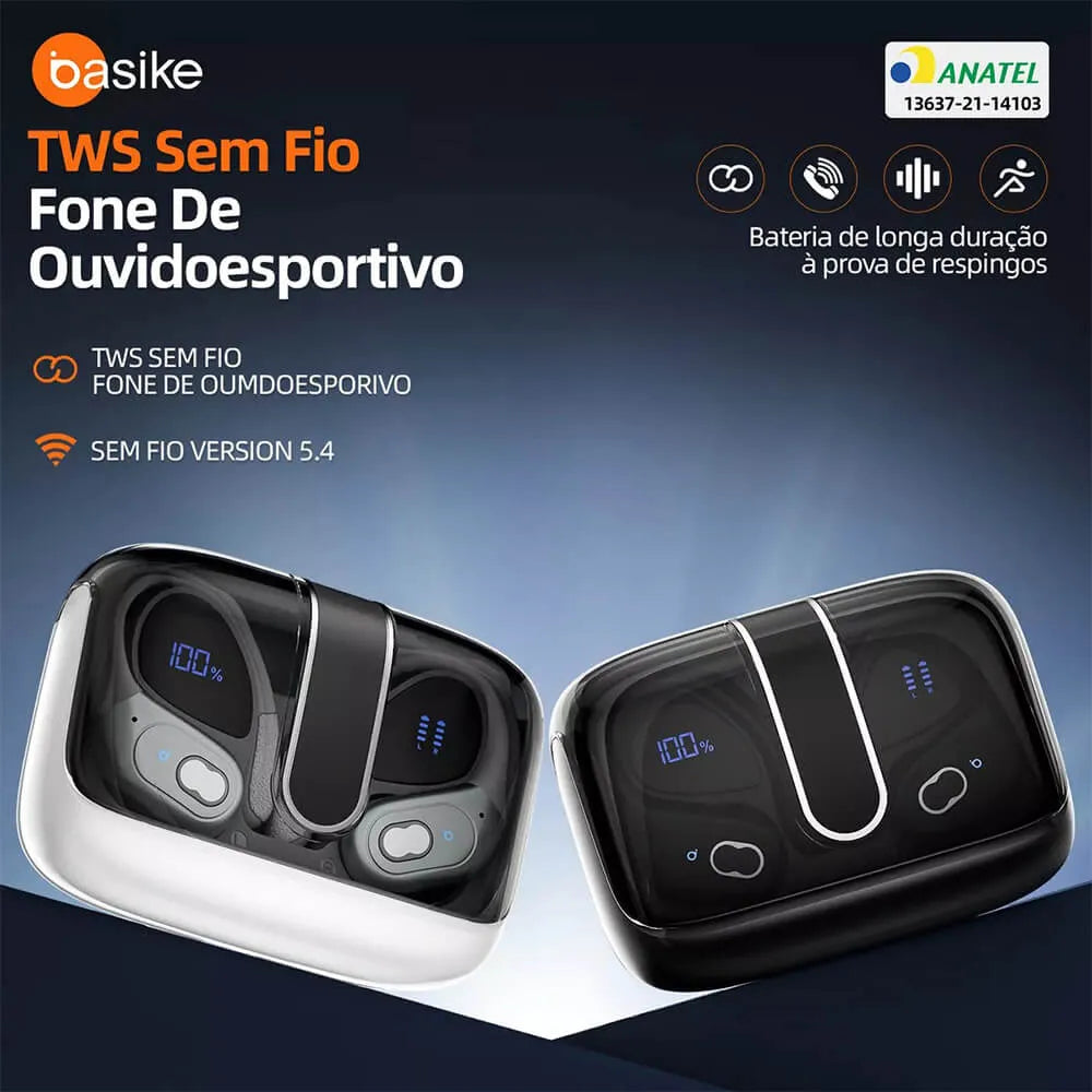 Fone de Ouvido Esportivo Intra-Auricular Ba FON 142 - Bluetooth 5.4, Hi-Fi, IPX5