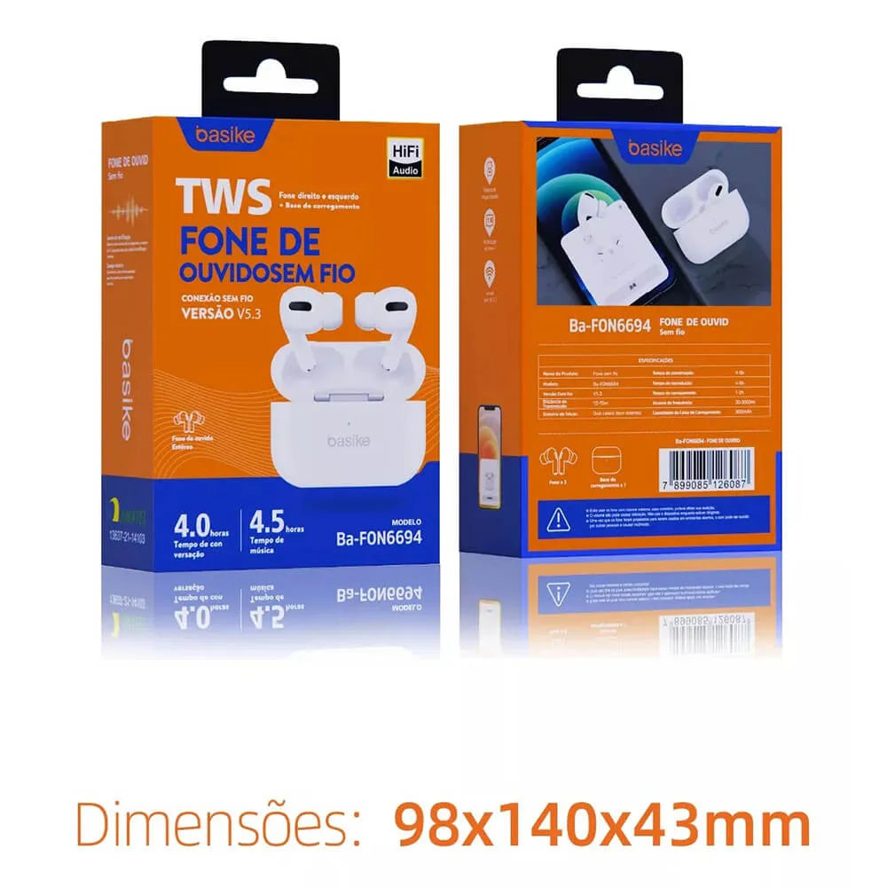 Fone de Ouvido Intra-Auricular Ba FON 6694 - Bluetooth 5.3, IP54