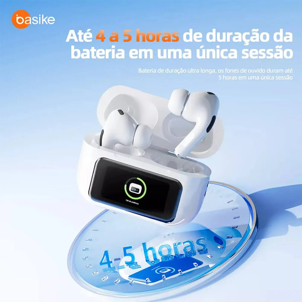Fone de Ouvido Intra-Auricular Ba FON 6696 - Bluetooth 5.4, Tela LCD, Redução de Ruído