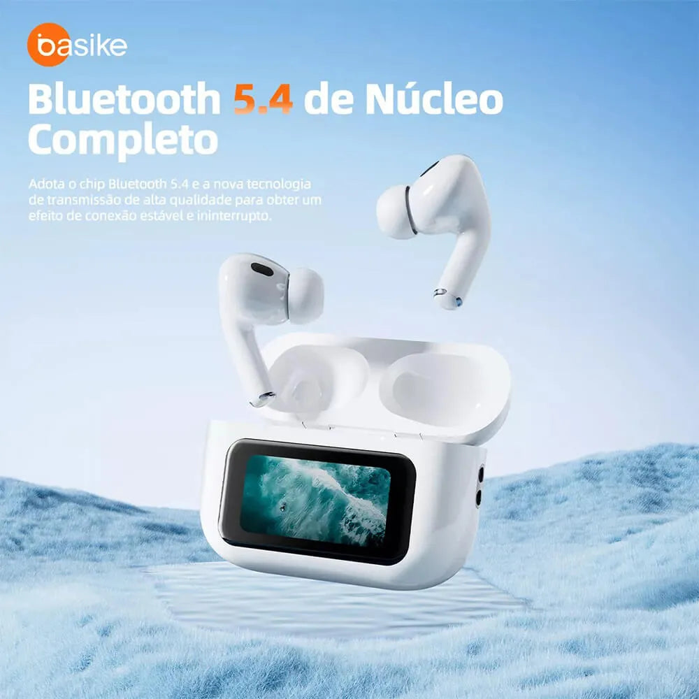 Fone de Ouvido Intra-Auricular Ba FON 6696 - Bluetooth 5.4, Tela LCD, Redução de Ruído