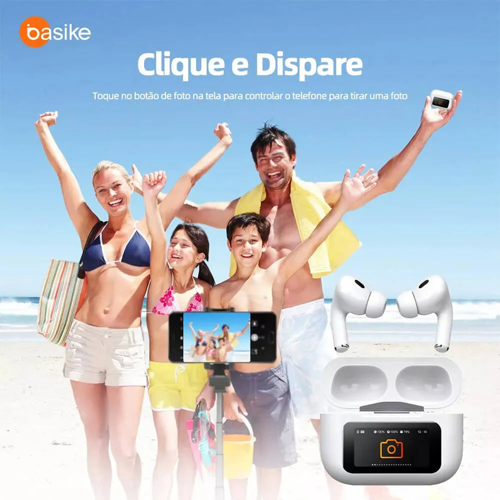 Fone de Ouvido Intra-Auricular Ba FON 6696 - Bluetooth 5.4, Tela LCD, Redução de Ruído