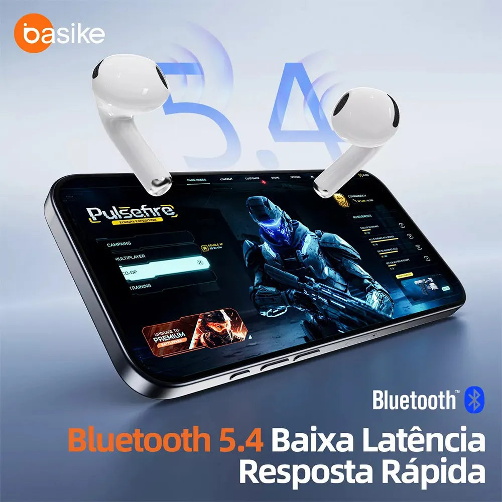 Fone de Ouvido Auricular Ba FON 6697 - Bluetooth 5.4, Tela LCD