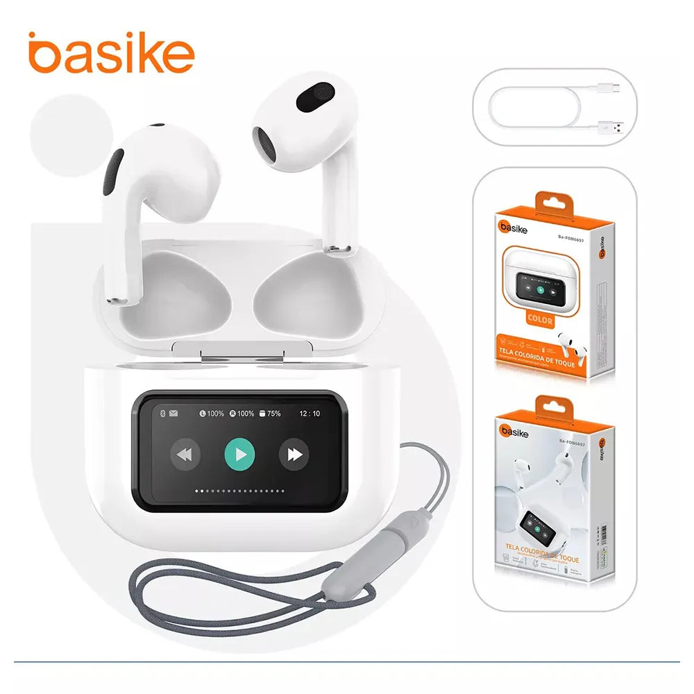 Fone de Ouvido Auricular Ba FON 6697 - Bluetooth 5.4, Tela LCD