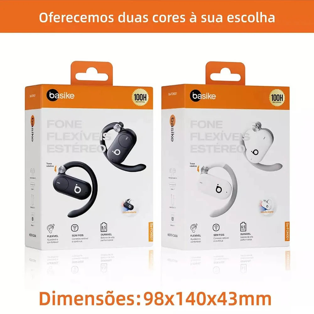 Fone de Ouvido Esportivo Open-Ear com Gancho Ba FON 001 - Bluetooth 5.4, Hi-Fi, IPX5