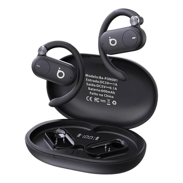 Fone de Ouvido Esportivo Open-Ear com Gancho Ba FON 001 - Bluetooth 5.4, Hi-Fi, IPX5
