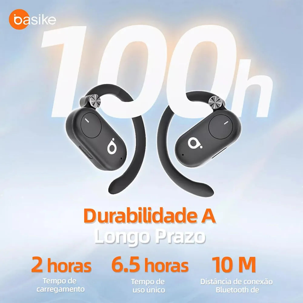Fone de Ouvido Esportivo Open-Ear com Gancho Ba FON 001 - Bluetooth 5.4, Hi-Fi, IPX5