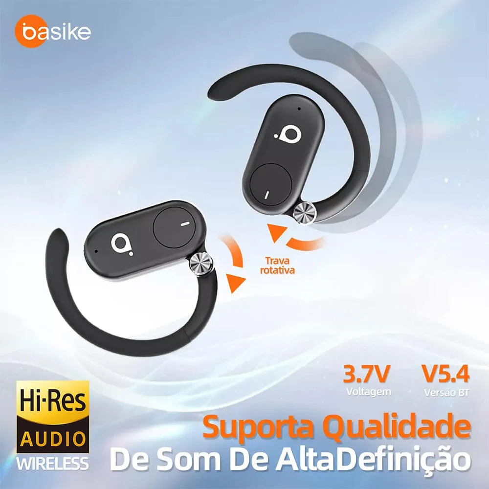 Fone de Ouvido Esportivo Open-Ear com Gancho Ba FON 001 - Bluetooth 5.4, Hi-Fi, IPX5