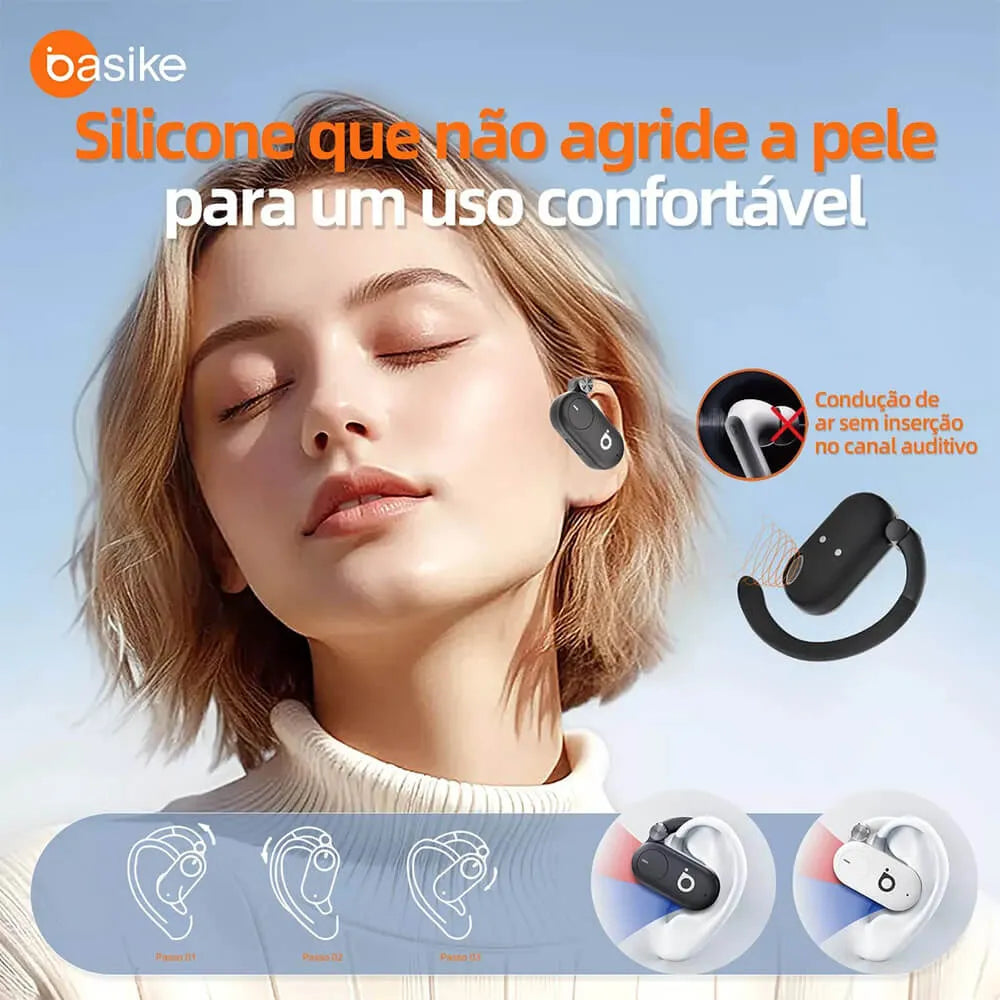 Fone de Ouvido Esportivo Open-Ear com Gancho Ba FON 001 - Bluetooth 5.4, Hi-Fi, IPX5