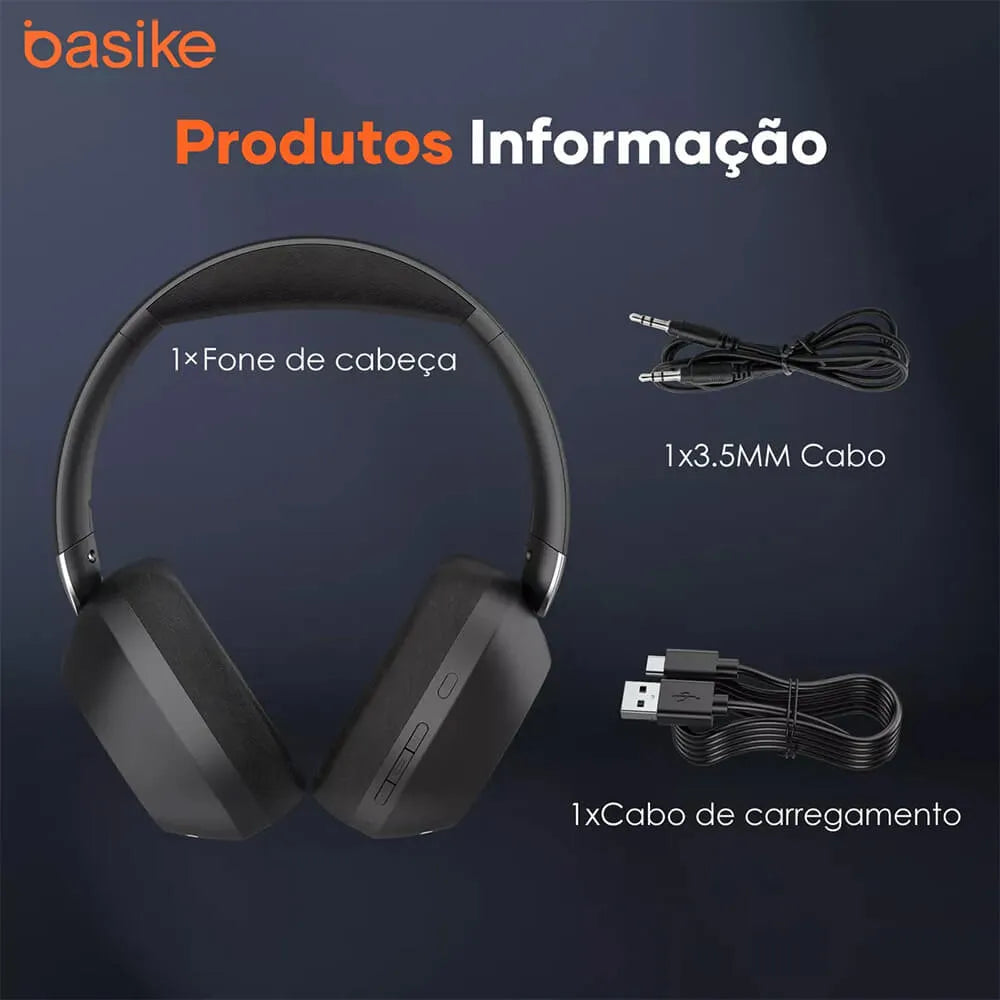 Fone de Ouvido Headphone Ba FON 042 - Bluetooth 5.4, Hi-Fi, Redução de Ruído