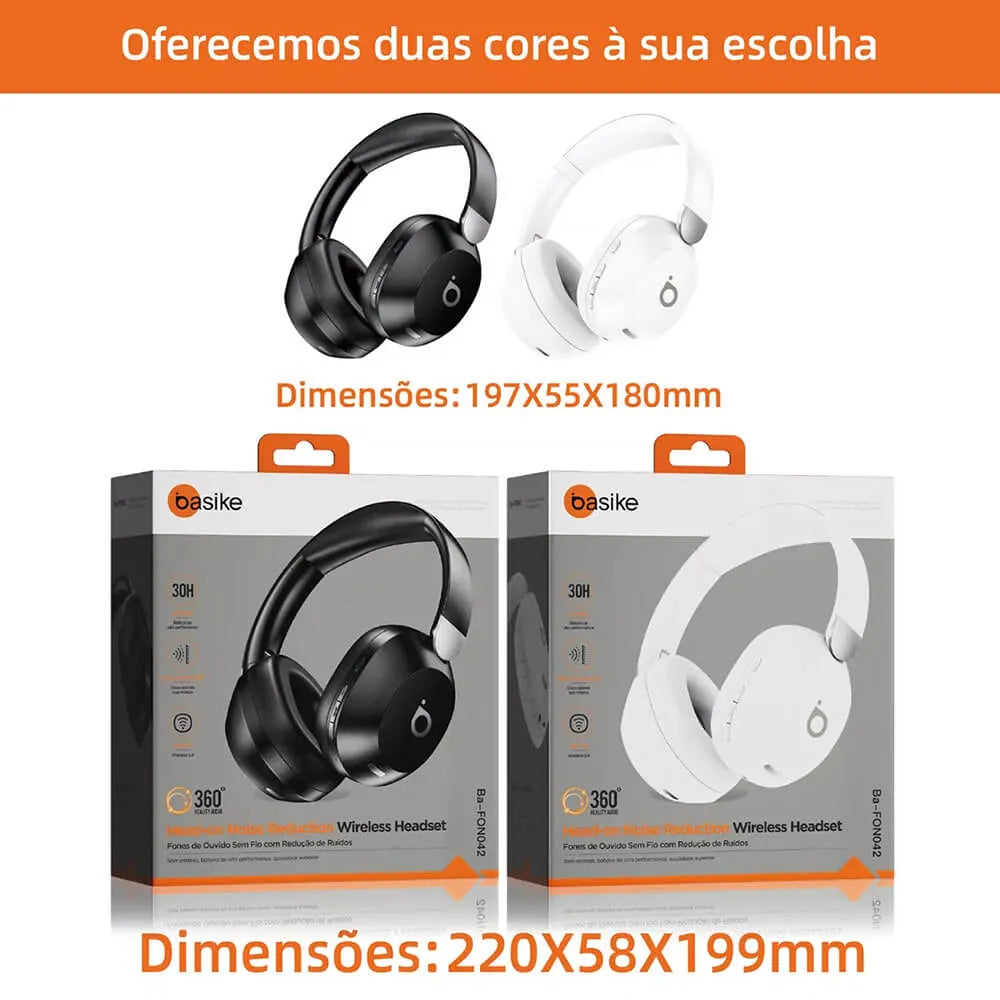 Fone de Ouvido Headphone Ba FON 042 - Bluetooth 5.4, Hi-Fi, Redução de Ruído