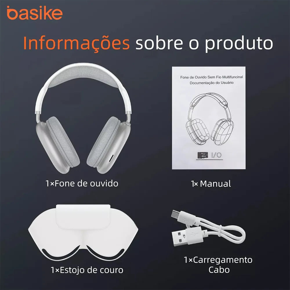 Fone de Ouvido Headphone Ba FON 8778 - Bluetooth, Redução de Ruído