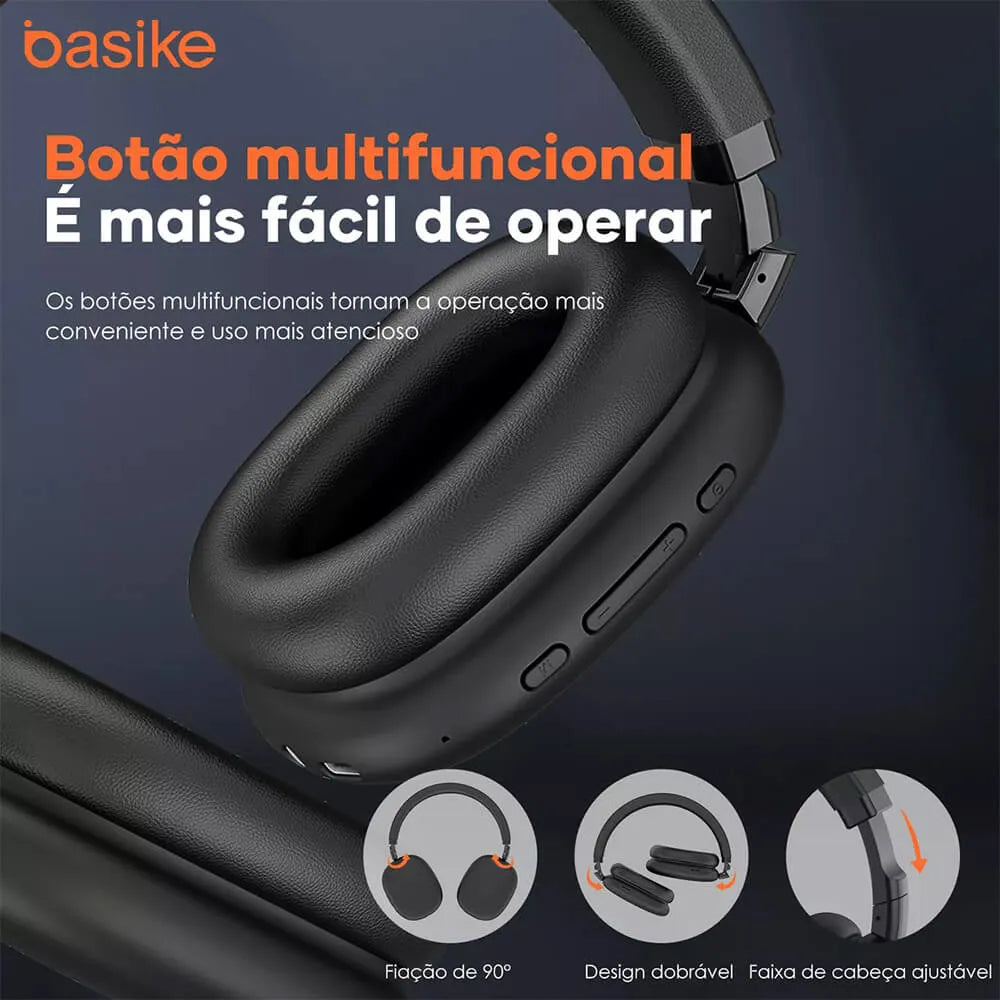 Fone de Ouvido Headphone Ba FON 003 - Bluetooth 5.4, Redução de Ruído