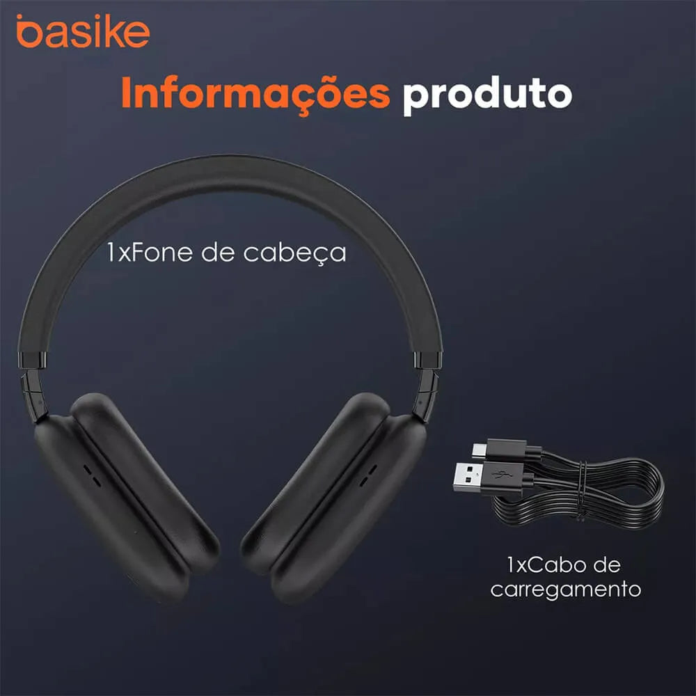 Fone de Ouvido Headphone Ba FON 003 - Bluetooth 5.4, Redução de Ruído