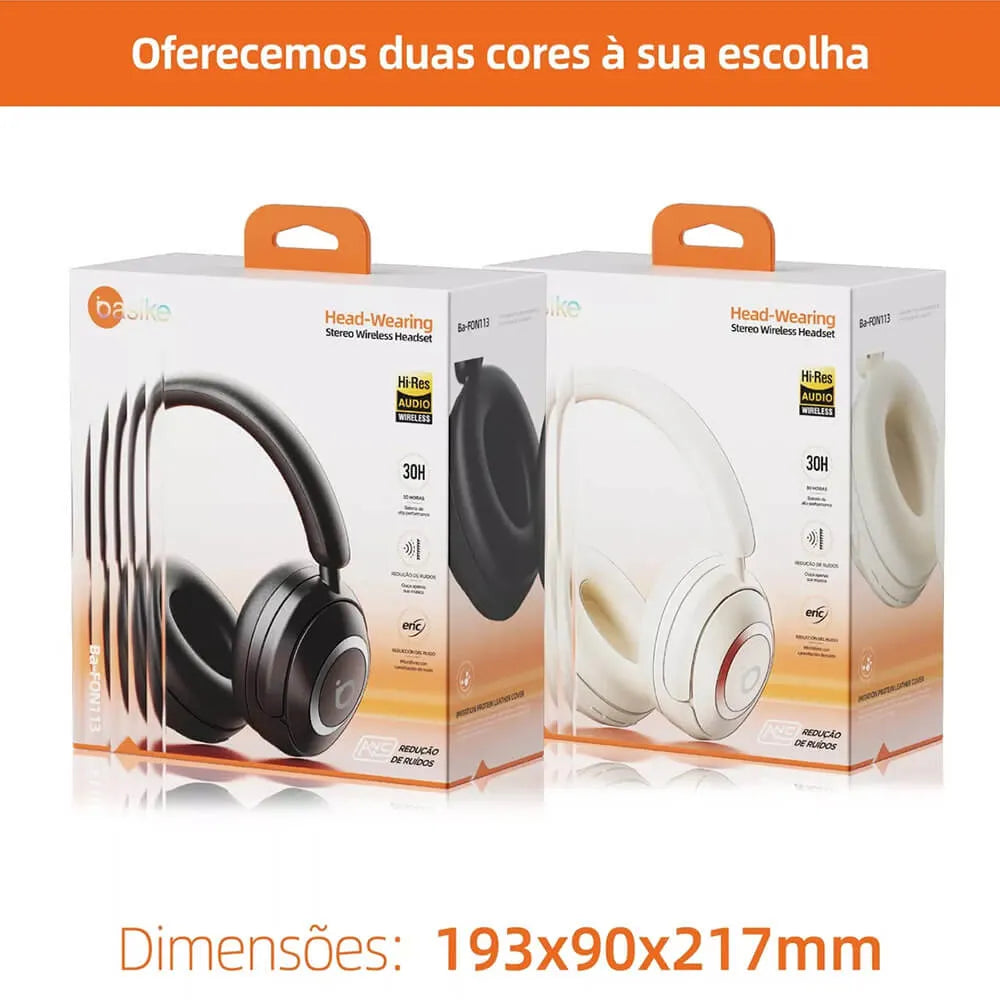 Fone de Ouvido Headphone Ba FON 113 - Bluetooth, Hi-Fi, Redução de Ruído