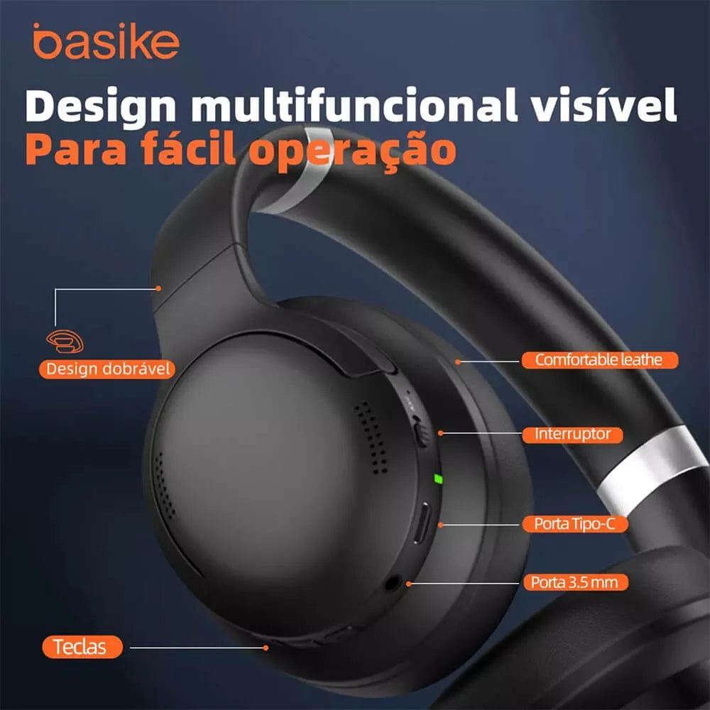 Fone de Ouvido Headphone Ba FON 20420 - Bluetooth, Hi-Fi, Redução de Ruído