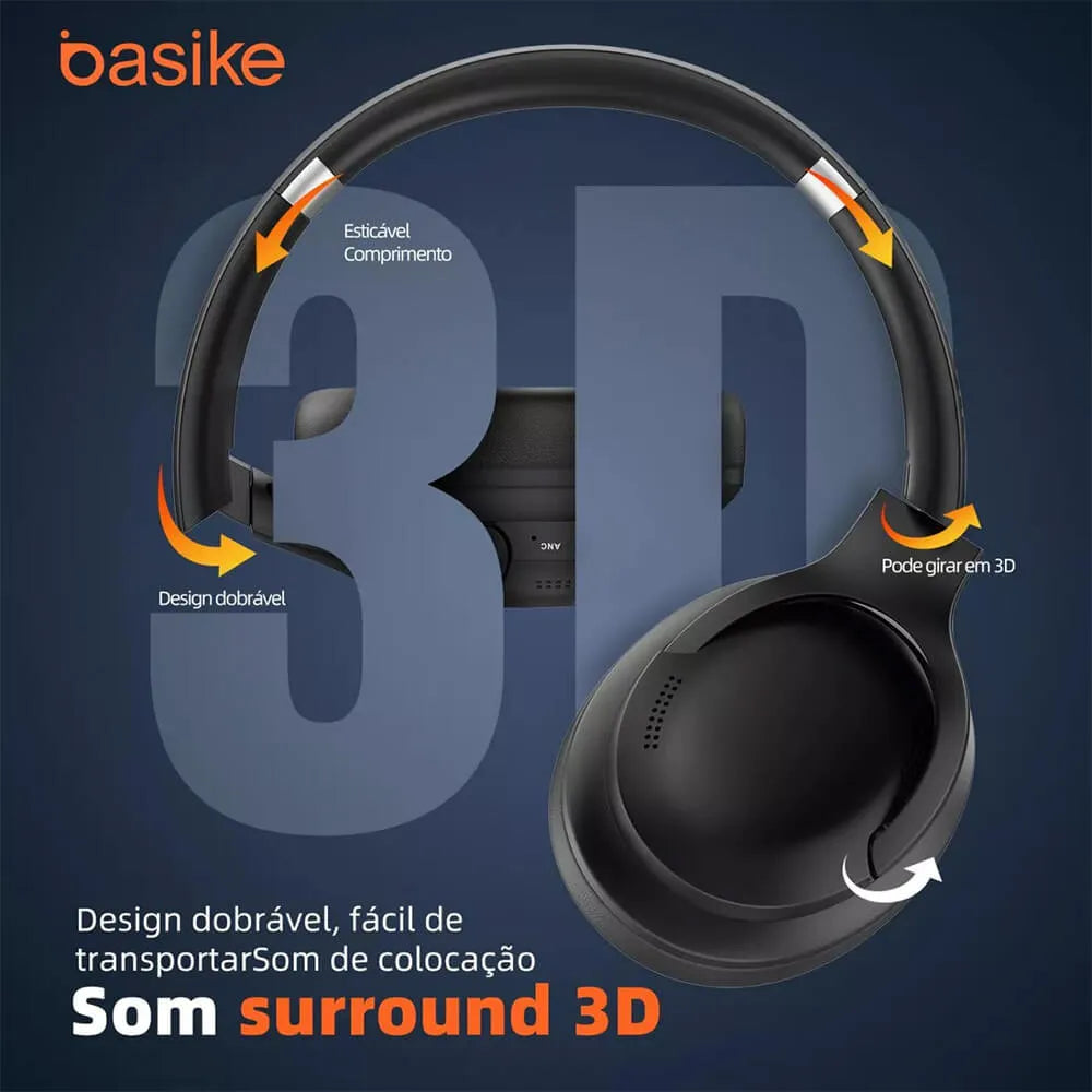 Fone de Ouvido Headphone Ba FON 20420 - Bluetooth, Hi-Fi, Redução de Ruído