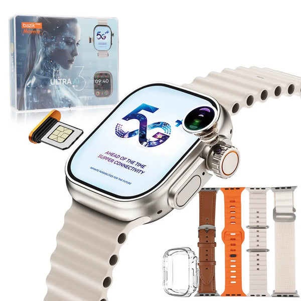 Smartwatch Bazik Prime Ultra AI 3 – 47mm, Tela AMOLED, Chip 4G, Câmera e Wi-Fi