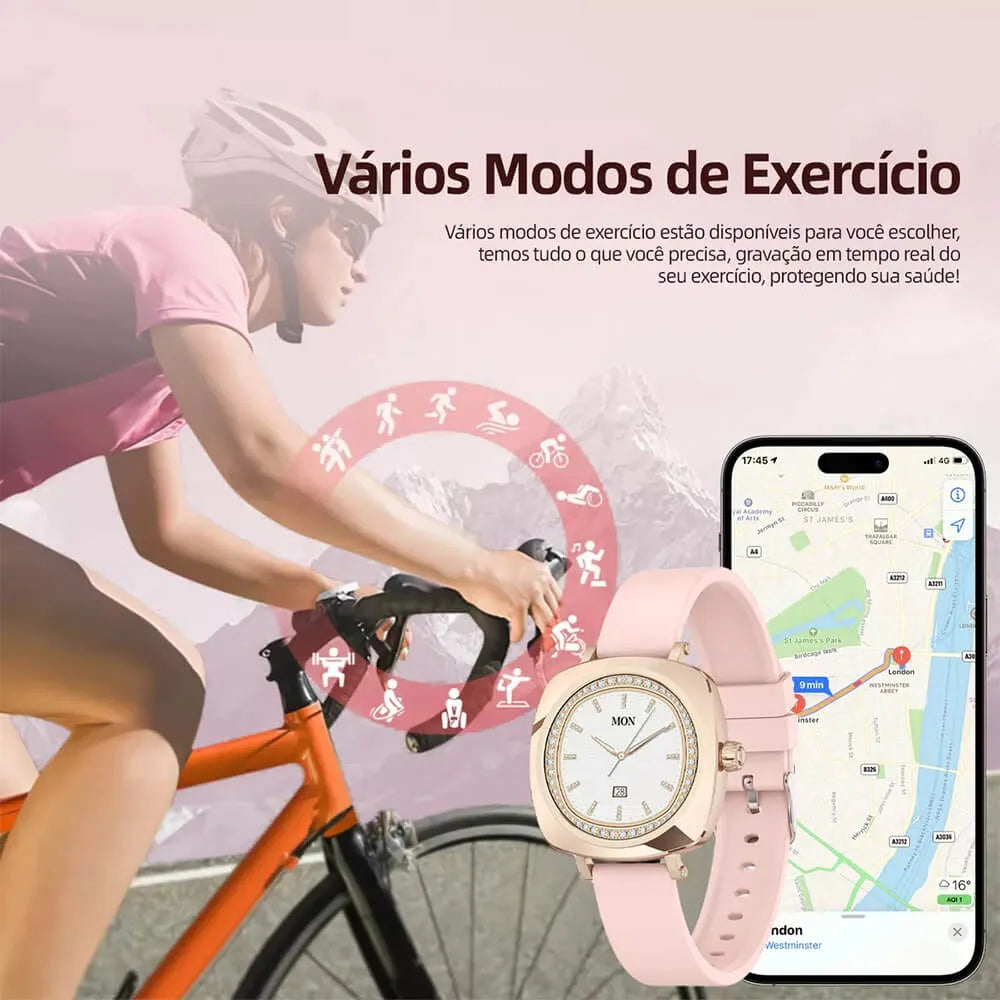 Smartwatch Bazik Prime W91 Pro Max  – 38mm, Tela AMOLED, Bluetooth, GPS